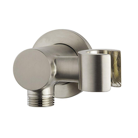 Wiesbaden UniMatch Coude mural de raccordement avec porte-douchette orientable rond 1/2" acier brossé PVD SW491625