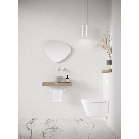 Looox Wood collection Wooden Base plan vasque en chêne mini 40x23x7cm chêne old grey SW108686
