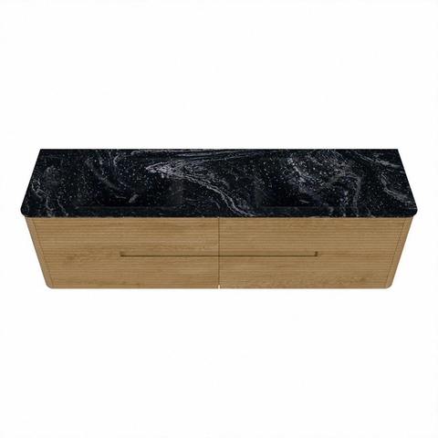 Mondiaz CIRO-DLUX Badkamermeubelset - 170x45x50cm - Solid surface wastafel Lava - 2 wasbak Dubbel - zonder kraangaten - 4 lades - Oak SW1531018