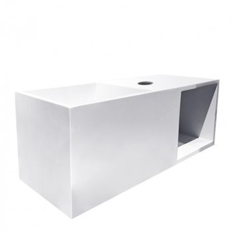 Wiesbaden Julia ensemble fontaine solid surface avec niche 54x20x20cm mat blanc incl. robinet fontaine Amador en laiton brossé SW793757