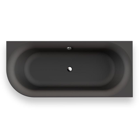 Plieger Kansas Baignoire d'angle - 180x80x60cm - angle droit - avec arrivée d'eau - avec garniture de vidage et de trop-plein - avec pieds - acrylique - noir mat SW1027757