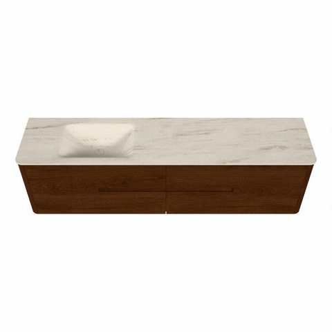 Mondiaz CIRO-DLUX Meuble de salle de bains - 190x45x50cm - Plan-vasque Solid Surface Meli - 1 vasque à gauche - 1 trou de robinet - 4 tiroirs - Ruby SW1531793