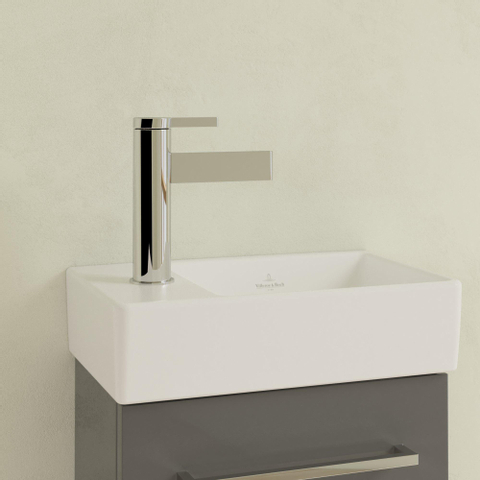 Villeroy & Boch Avento fontein - 1 kraangat links - zonder overloop - 36x22cm CeramicPlus - Stone White (mat wit) SW445850