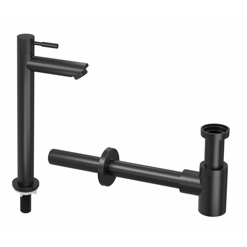 INK 2B Kit robinet lave-mains - robinet lave-mains sur pied - haut - siphon design - noir mat SW450963