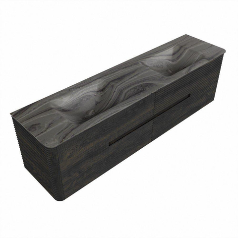 Mondiaz CIRO-DLUX Badkamermeubelset - 180x45x50cm - Solid surface wastafel Sombra - 2 wasbak Dubbel - zonder kraangaten - 4 lades - Shadow SW1532790
