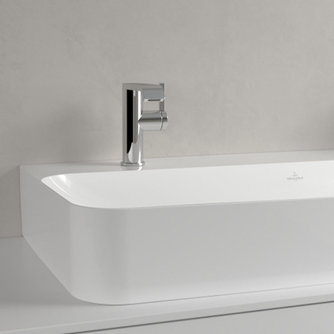 Villeroy & Boch finion wastafel onderzijde - geslepen - met 2 kraangaten - 100x47cm CeramicPlus - zonder overloop - White Alpine (glans wit) SW106498