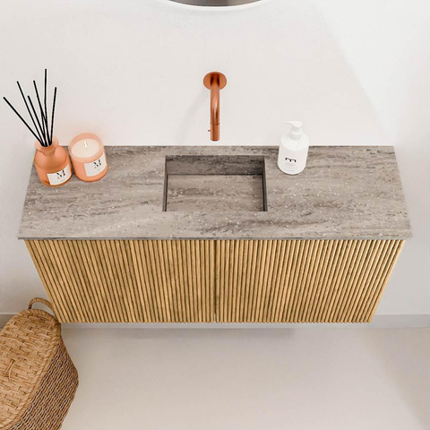 Mondiaz JOYA-DLUX 80cm toiletmeubel - kleur Oak - Wastafel FAYE positie Midden Zonder kraangat kleur Oza. SW1424096