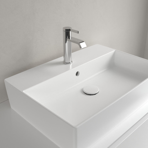 Villeroy & Boch memento 2.0 opzetwastafel - 60x42cm - met 1 kraangat - met overloop CeramicPlus - Stone White (mat wit) SW209587