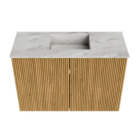 Mondiaz JOYA-DLUX 60cm meuble de toilette - couleur Chêne - Vasque FAYE position Milieu 1 trou de robinet couleur Glace. SW1421992