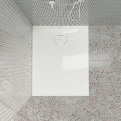 Villeroy & Boch Ecora douchebak - 100x80x3.5cm - afvoer korte zijde - white alpine (wit) SW1558948