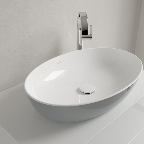 Villeroy & Boch Artis opzetwastafel ovaal - 61x41x12.5cm - zonder kraangat - zonder overloop - French Linen (glans grijs) SW68831