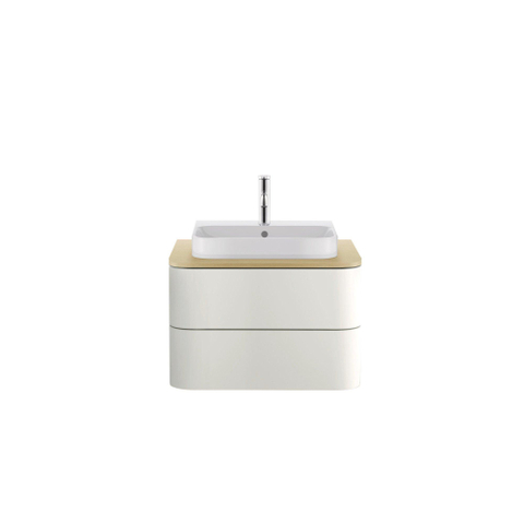 Duravit Happy D.2 Plus opbouwwastafel - met kraangat - met overloop - 50x40cm - met keramisch push-open ventiel - met wondergliss - wit SW358151