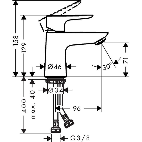 Hansgrohe Talis e 1 greeps wastafelkraan - 80 - coolstart - zonder afvoer - hoogglans chroom SW28976