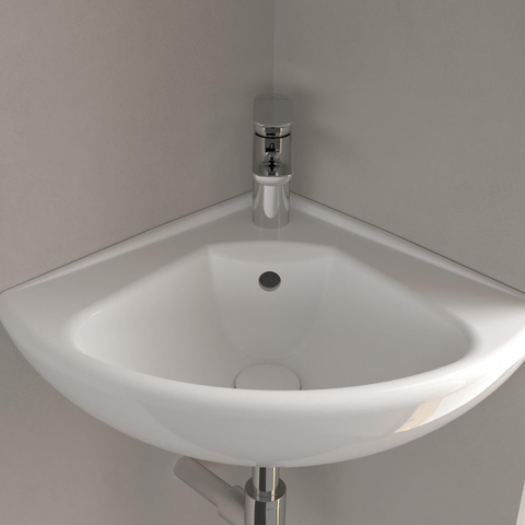 Villeroy & Boch O.novo Compact hoekfontein - 41.5x41.5cm CeramicPlus - White Alpine (glans wit) 0132179