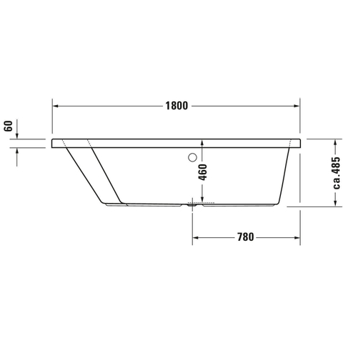 Duravit Paiova Kunststof bad acryl afgeschuind links - 180x140x46cm - zonder poten - glans wit 0297537