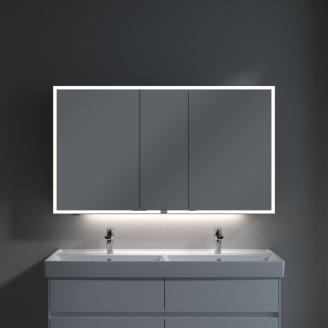 Villeroy & Boch My View Now My view spiegelkast - 130x75cm - 3 deuren - 2 contactdoos LED - zilver SW641566