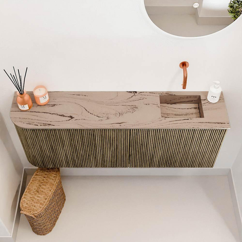 Mondiaz JOYA-DLUX 111.6cm toiletmeubel - ronding links kleur Dusk - Wastafel FAYE positie Rechts Zonder kraangat kleur Arena. SW1425782