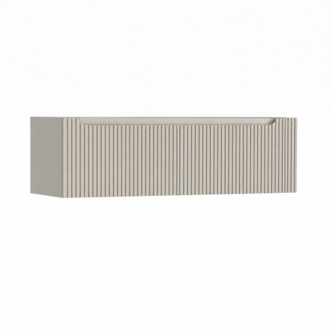 H&R Badmeubelen Juice Wastafelonderkast - 140x45x40cm - rechterhoek afgerond - 3D-front - 2 lades - geïntegreerde greep - beige mat SW1260100