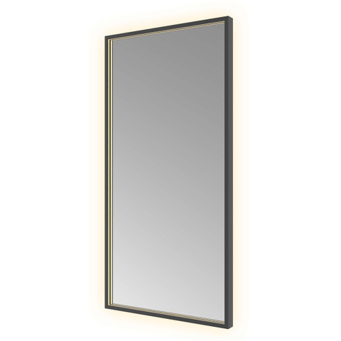 Hotbath &MORE Spiegel - 50x100cm - direct en indirect LED - color changing - spiegelverwarming - met afstandsbediening - PVD - geborsteld zwart SW1246057
