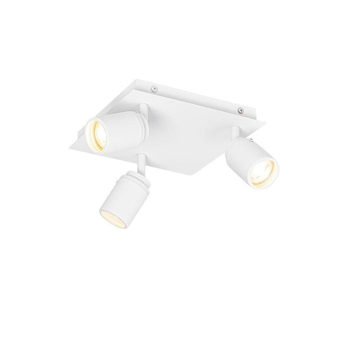 QAZQA Ducha badkamer plafondlamp - 23x23cm - 3 spots - IP44 - vierkant - mat wit TWEEDEKANS OUT14222