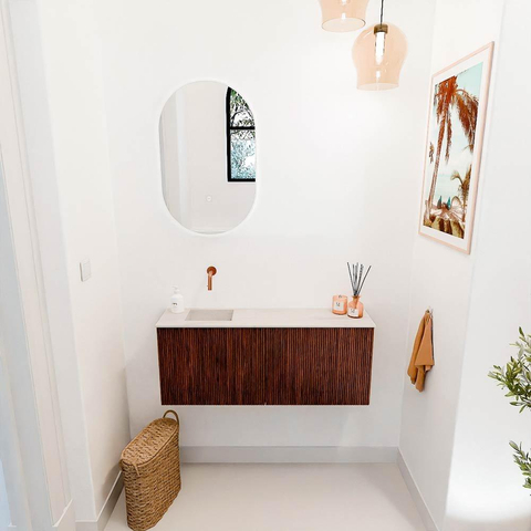 Mondiaz JOYA-DLUX 100cm toiletmeubel - kleur Ruby - Wastafel FAYE positie Links Zonder kraangat kleur Meli. SW1425366
