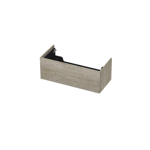 INK Wastafelonderkast - 100x45x37.6cm - 1 lade - push to open - met recht opdekfront - MFC - Greige eiken SW439218