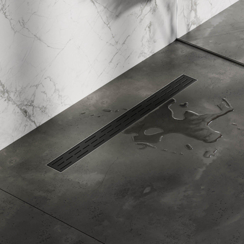 Brauer Douchegoot - 80x7.5cm - vloerflens - RVS - zwart SW771614