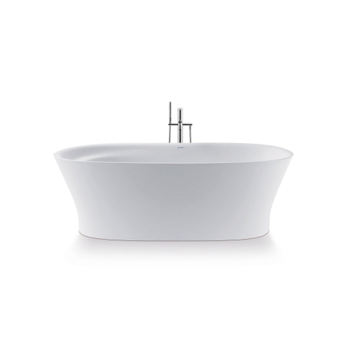 Duravit Cape cod Kunststof bad acryl ovaal - vrijstaand - met aangevormd paneel - 185x85x62cm - met af en overloopgarnituur - mat wit 0300894
