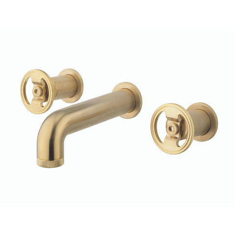 Crosswater Union Wastafelkraan inbouw - inclusief inbouwdeel - 3-gats - wandgemonteerd - geborsteld messing (goud) SW968272