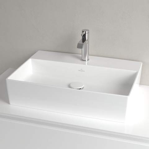 Villeroy & Boch memento 2.0 opzetwastafel - 60x42cm - met 1 kraangat - zonder overloop CeramicPlus - White Alpine (glans wit) SW106558