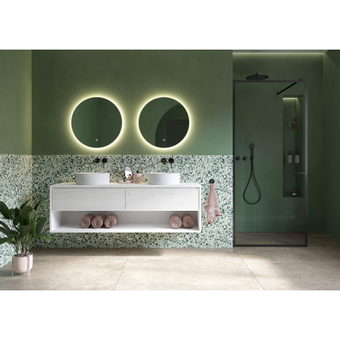 H&R Badmeubelen Celia Spiegel - 110cm - met verlichting rondom - touch bediening - spiegelverwarming - zilver SW857290