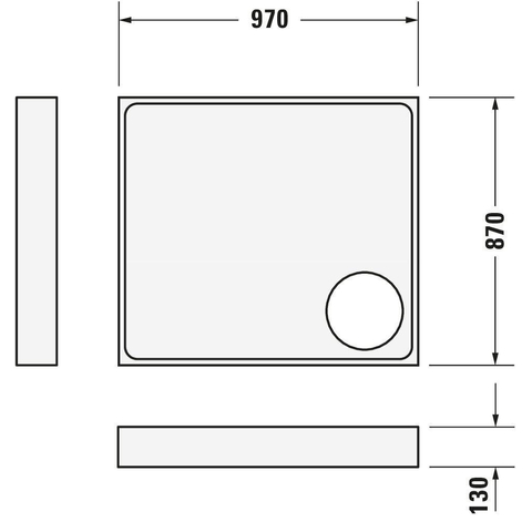 Duravit Starck Slimline Kunststof douchebak acryl rechthoekig - 100x90x5cm - zonder poten - wit 0297202