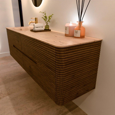 Mondiaz CIRO-DLUX Badkamermeubelset - 170x45x50cm - Solid surface wastafel Arena - 1 wasbak Links - 1 kraangat - 4 lades - Dusk SW1533146
