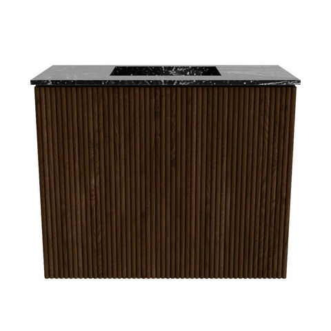 Mondiaz JOYA-DLUX 50cm toiletmeubel - kleur Walnut - Wastafel FAYE positie Midden Zonder kraangat kleur Lava. SW1422404