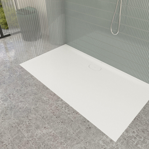 Villeroy & Boch Ecora douchebak - 160x90x3.5cm - afvoer lange zijde - white alpine (wit) SW1558884