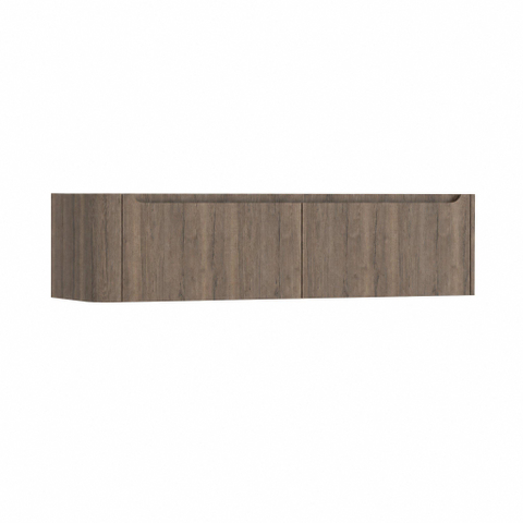 H&R Badmeubelen Juice Wastafelonderkast - 160x45x40cm - linkerhoek afgerond - 2 lades - geïntegreerde greep - Tucson oak SW1205713