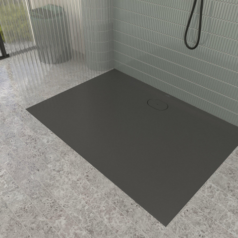 Villeroy & Boch Ecora douchebak - 140x100x3.5cm - afvoer lange zijde - anthracite (antraciet) SW1558951