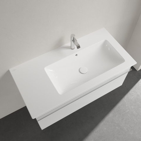 Villeroy & Boch Venticello Lavabo pour meuble avec lavabo droite 100x50cm avec 1 trou pour robinetterie (et 2 trous perçables) avec trop plein blanc 1025132