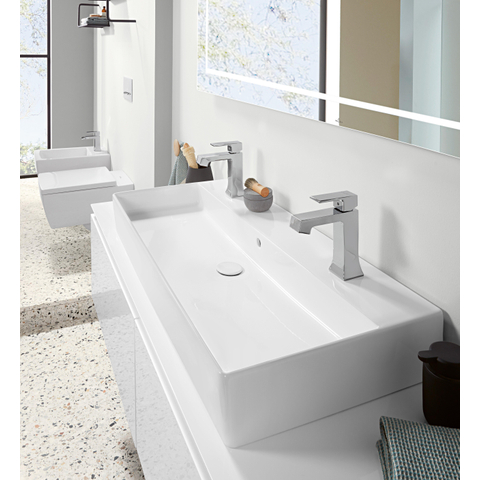 Villeroy & Boch memento 2.0 wastafel onderzijde - geslepen - 100x47cm - met overloop - 2 kraangaten CeramicPlus - White Alpine (glans wit) SW336053