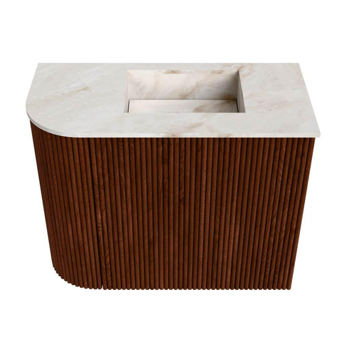 Mondiaz JOYA-DLUX 51.6cm toiletmeubel - ronding links kleur Ruby - Wastafel FAYE positie Rechts Zonder kraangat kleur Frappe. SW1423539