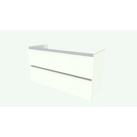 Nemo Go Ensemble de meuble - 60x65x45.5cm - 2 tiroirs - sans poignée - 2 vasque Blanc brillant - 2 trous de robinet - avec miroir - MDF standard white SW911707