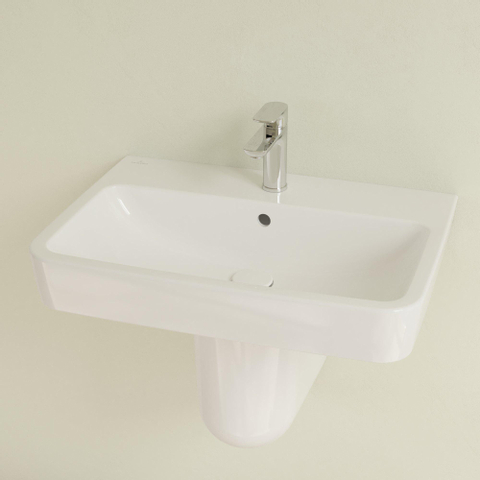 Villeroy & Boch O.novo wastafel - 65x46cm - met kraangat - met overloop CeramicPlus - White Alpine (glans wit) SW448450