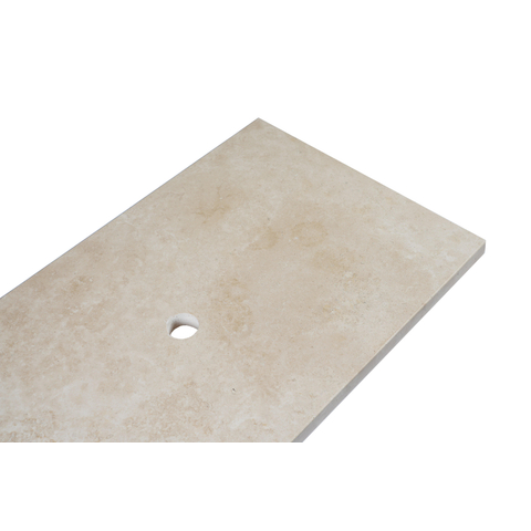 Saniclass Travertine Plateau - 80x46cm - sans trous de robinetterie - 1 découpe pour siphon - pierre naturelle marbrée SW1242427