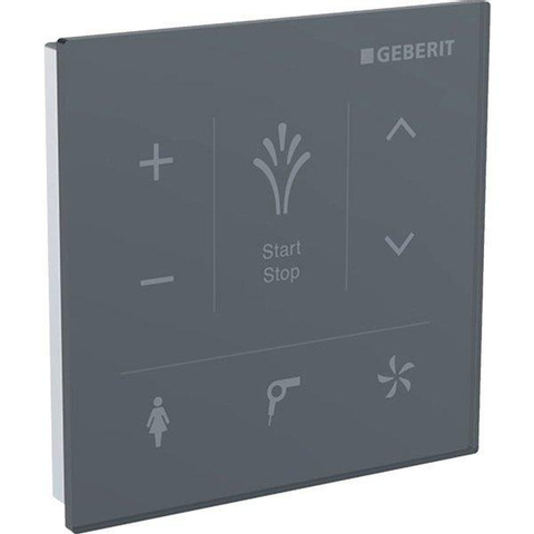 Geberit AquaClean Tuma Comfort Douchewc zwart glas decorplaat - met zwarte wandbediening - wit glans SW809482