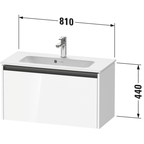 Duravit Ketho.2 Wastafelonderbouwkast - met 1 lade - 68x39x44cm - met greep antraciet - grafiet supermat SW772041