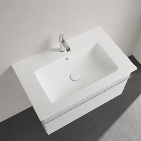 Villeroy & Boch Venticello lavabo-meuble - 1 trou de robinet traversant 80x50cm - (adapté pour 3 trous de robinet) avec trop-plein stone white SW209638