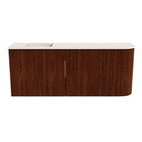Mondiaz JOYA-DLUX 101.6cm toiletmeubel - ronding rechts kleur Ruby - Wastafel FAYE positie Links 1 kraangat kleur Meli. SW1425384