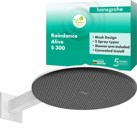 Hansgrohe Raindance alive S - hoofddouche 300 - 2jet - ecosmart wand - mat wit SW1388843
