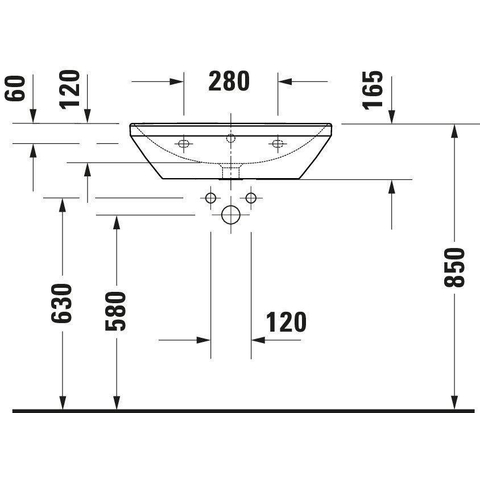 Duravit D-neo Wastafel - met kraangat - met overloop - 60x44x16.5cm - met wondergliss - wit SW640440