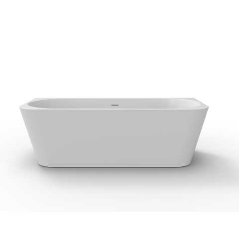 ZEZA Grand Baignoire demi-îlot – 180 × 80 × 58 cm – avec évacuation – acrylique – ronde – blanc brillant SW1442342